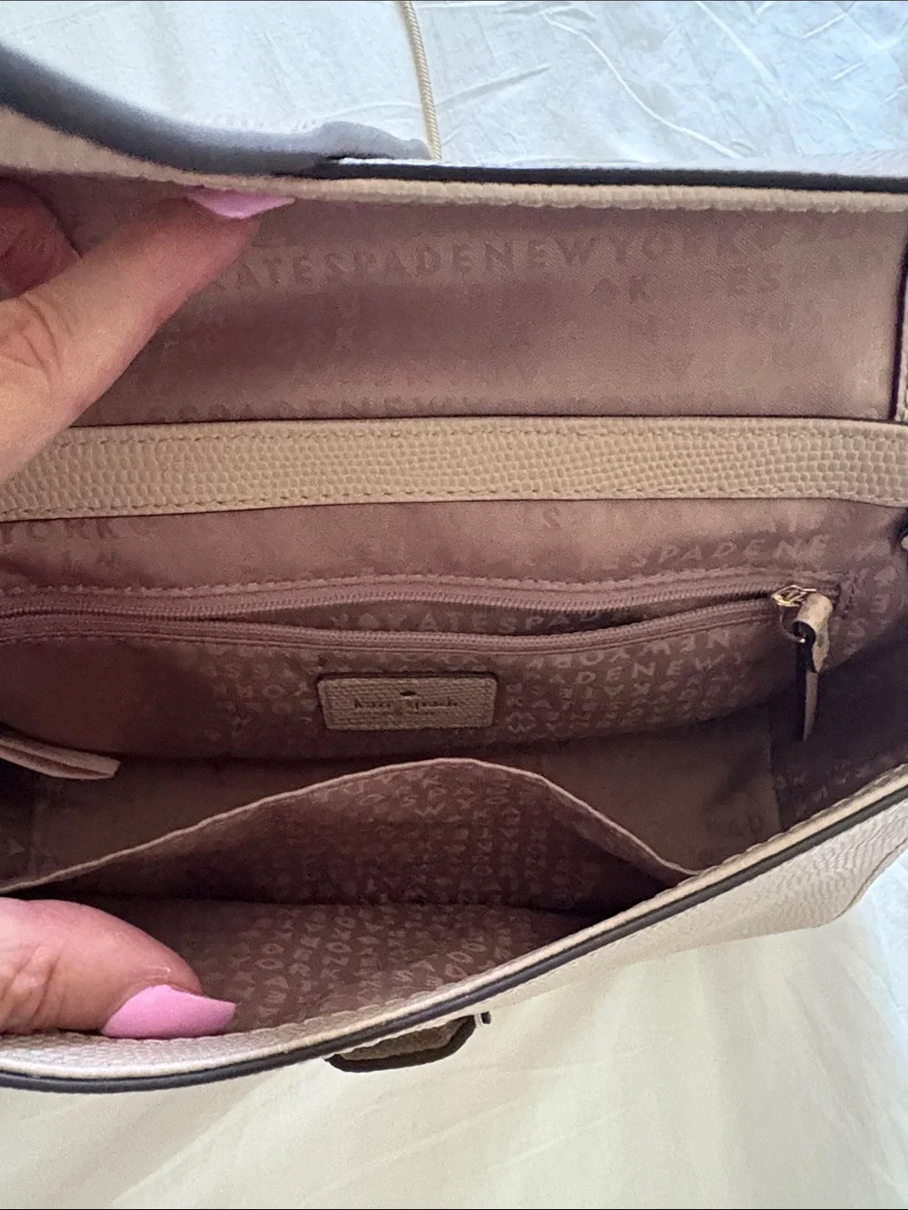kate spade Pebbled Leather Crossbody in Light Taupe